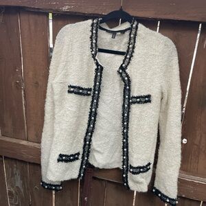 White House Black Market Ivory Knit with Black Details